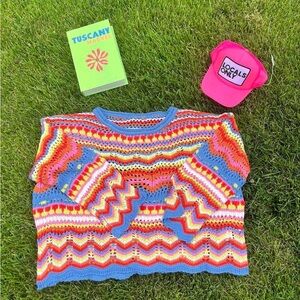multicolor striped knit beach sweater